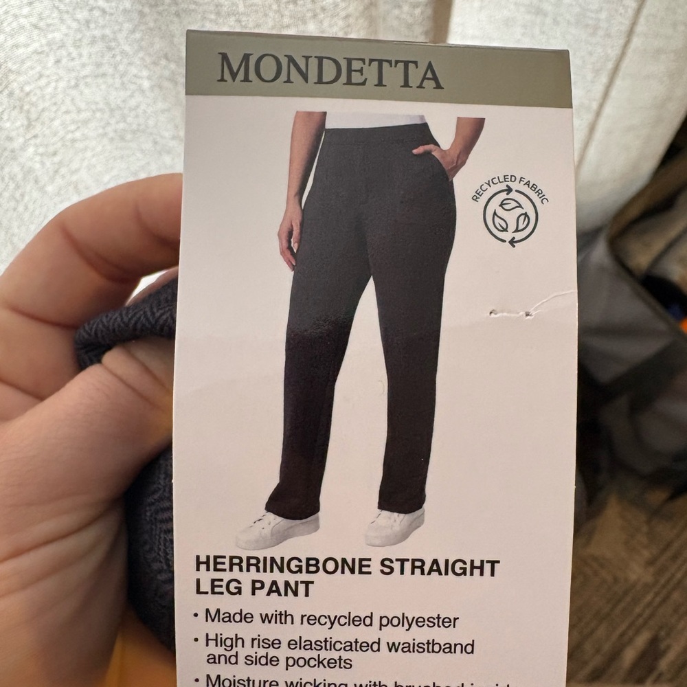 Mondetta Black Herringbone Straight-Leg Pants